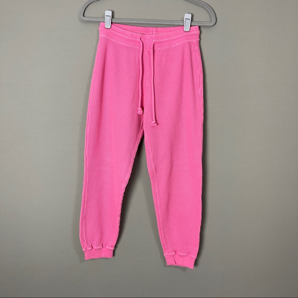 Zara Hot Pink Waffle Joggers (Size Medium)